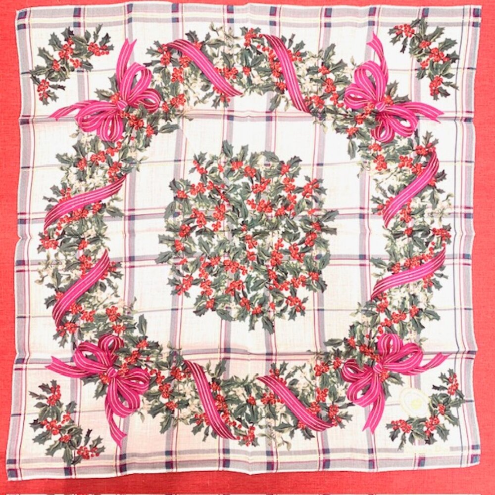 New -Unused Christian dior cotton Handkerchief 19" Chrstimas ottorman floral (98 - Picture 6 of 7